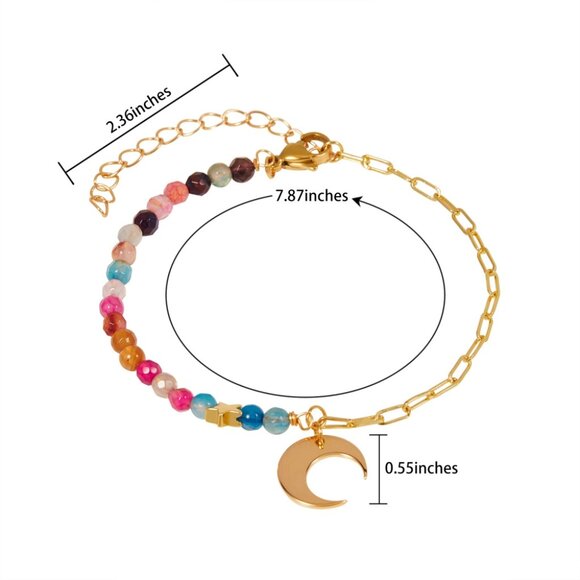 NWOT U-Choose Natural Agate beads W paperclip chain Star & Moon Bracelet   2/$10 - Picture 10 of 10